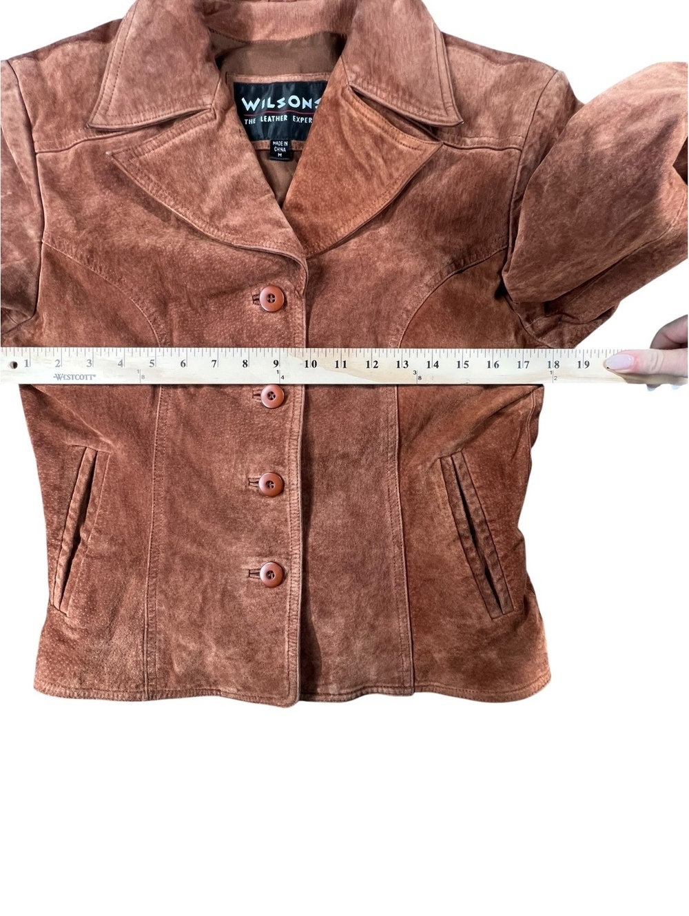 Wilsons Brown Suede Leather Jacket M Western Y2K Fitted Blazer - Picture 5 of 6
